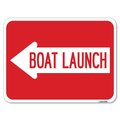 Signmission Boat Launch With Left Arrow Heavy-Gauge Aluminum Rust Proof Parking Sign, 18" x 24", A-1824-24406 A-1824-24406